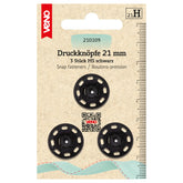 3 Annäh-Druckknöpfe MS schwarz VENO - 21 mm - 210109